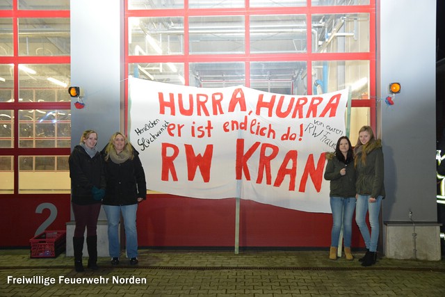 Ankunft und Übergabe Rüstwagen-Kran, Februar 2015