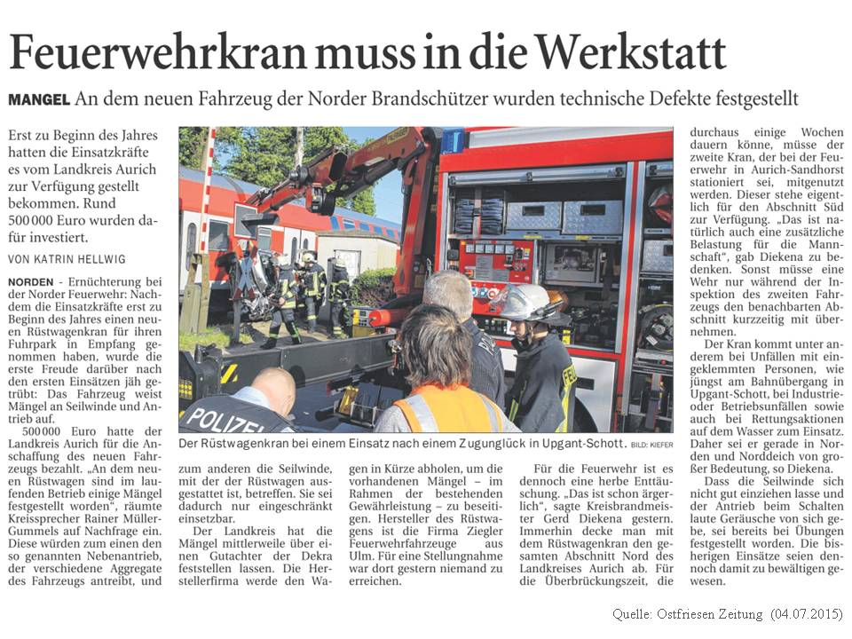 Ostfriesen Zeitung, 04.07.2015